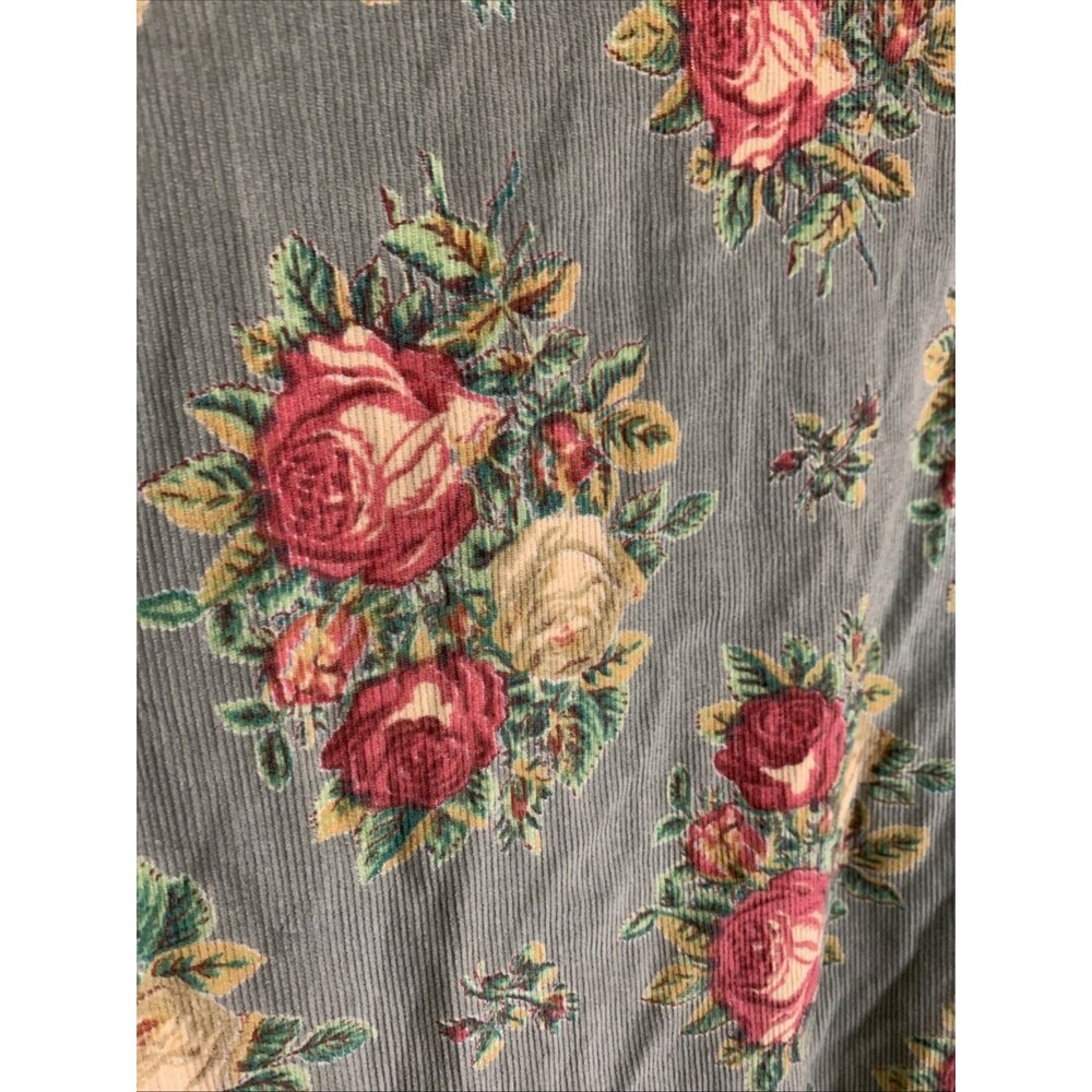 April Cornell Cotton Needlecord Corduroy Tie Waist Maxi Dress XL Floral Sage - Picture 3 of 9